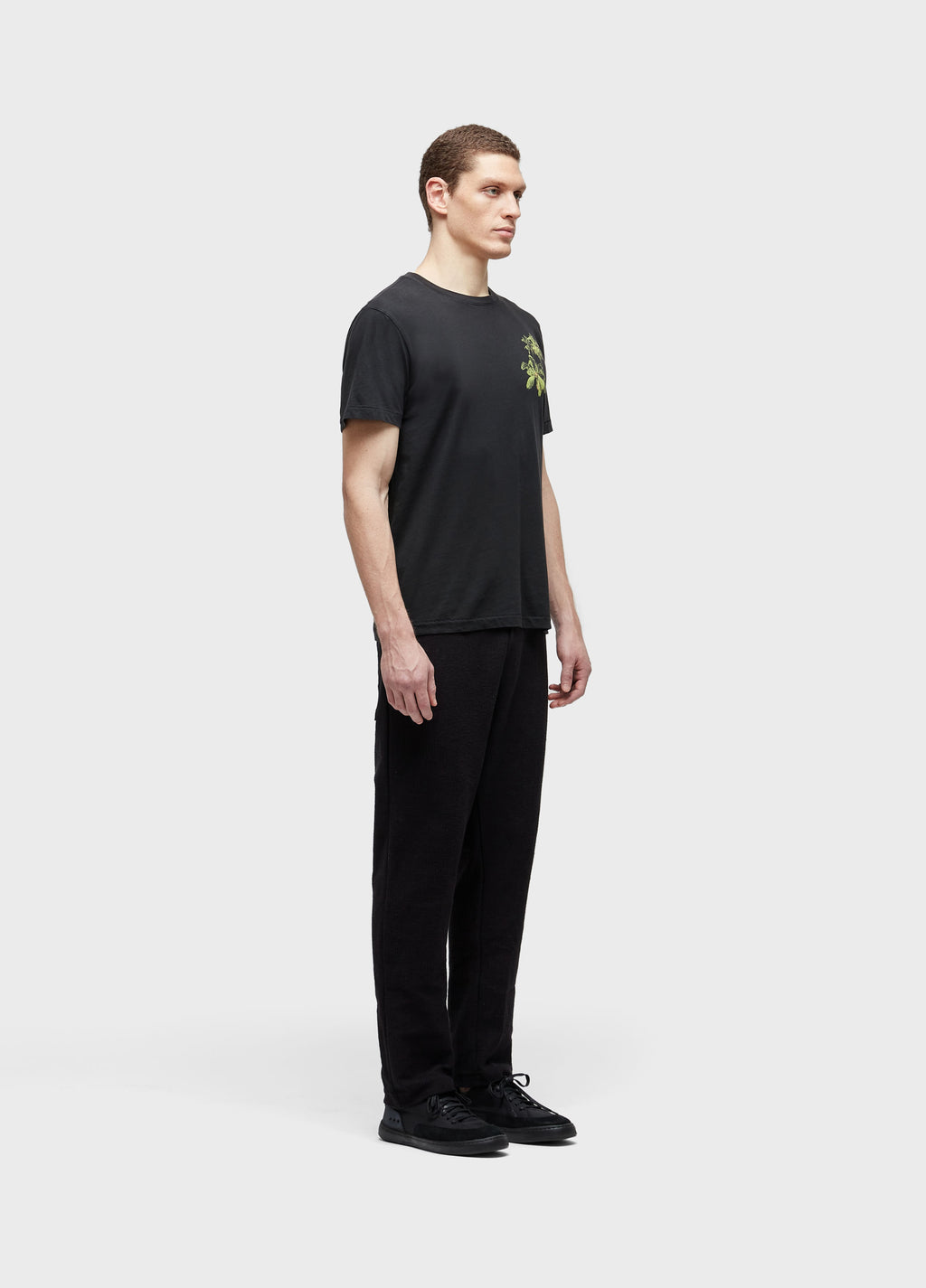 T-SHIRT SOFT USED PALM TREE BLACK SHORT SLEEVE
