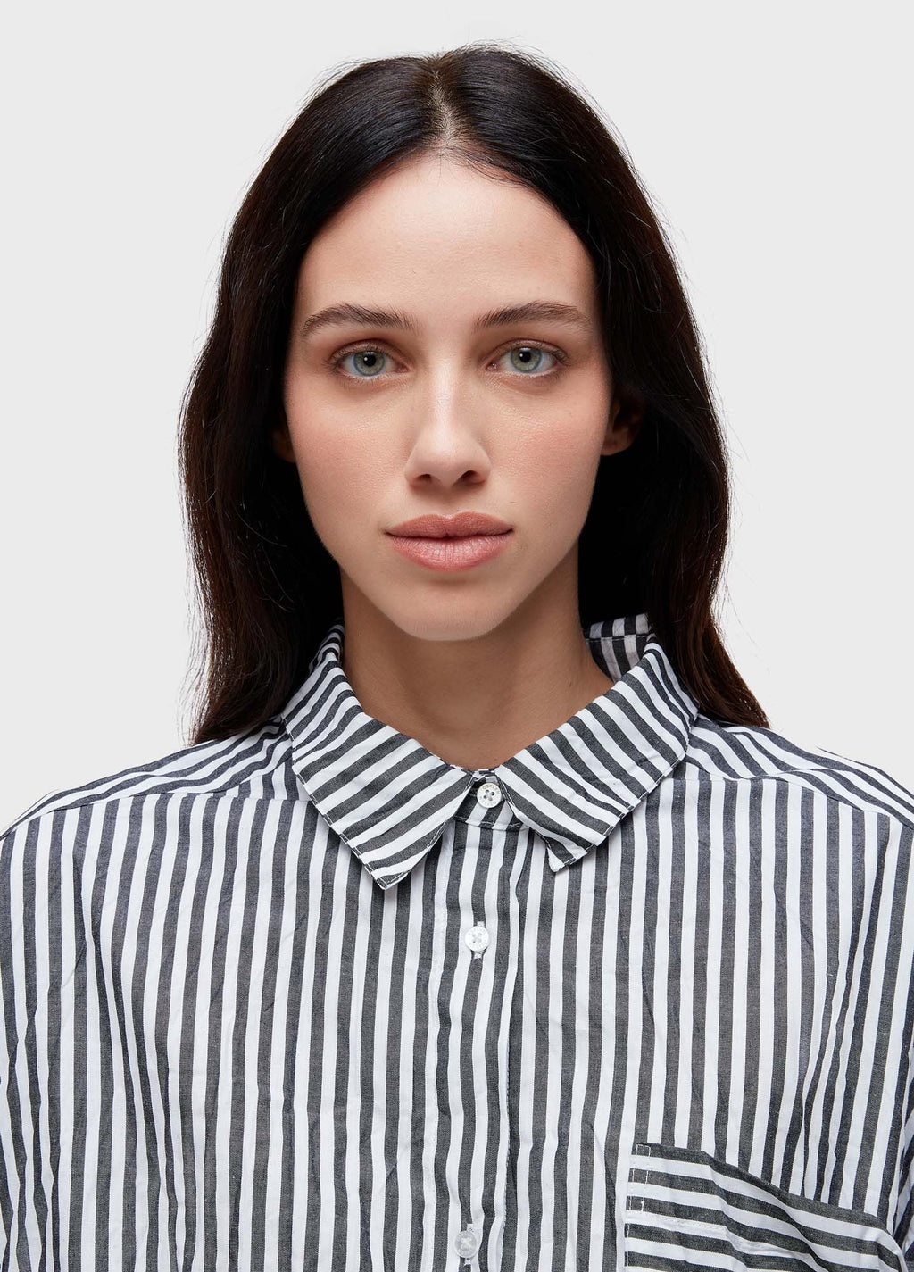 Camisa ML Wrinkled Tricoline Fio Tinto Off-White/Preto – Osklen – foto 3