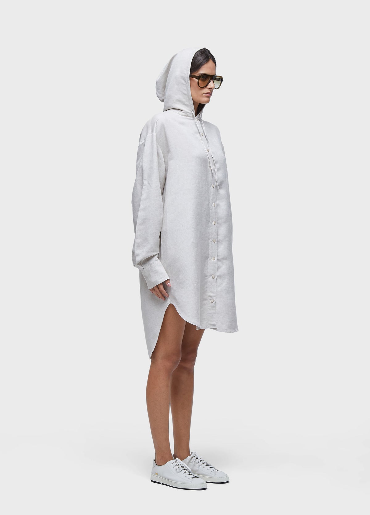 SHORT HOODED LINEN SHIRT