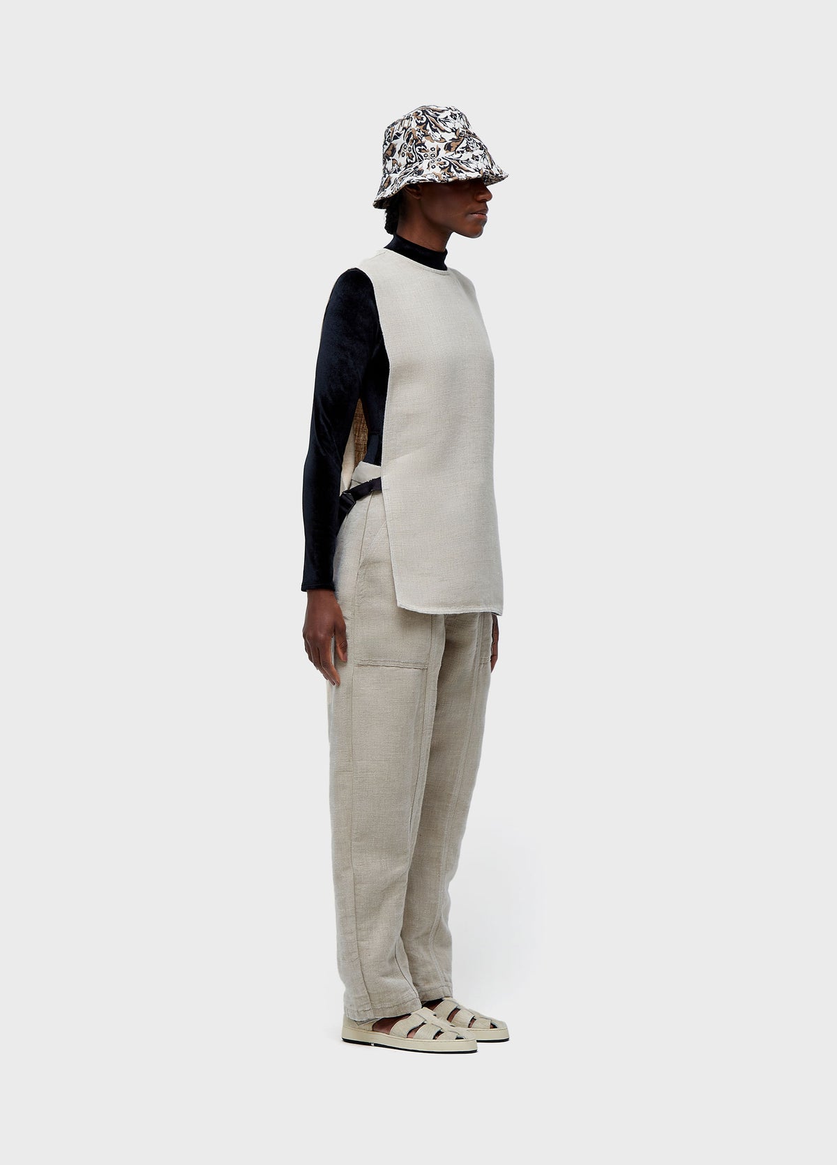 OVER DOUBLE-FACED JUTE TROUSERS