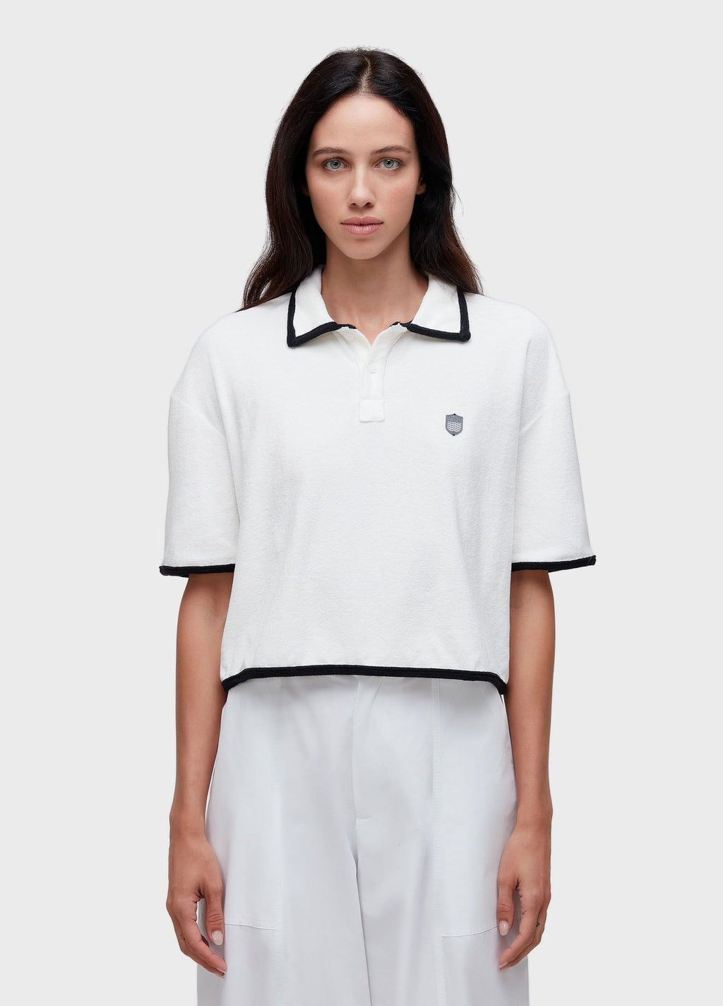 TERRY CLOTH POLO SHIRT WITH CONTRAST TRIM
