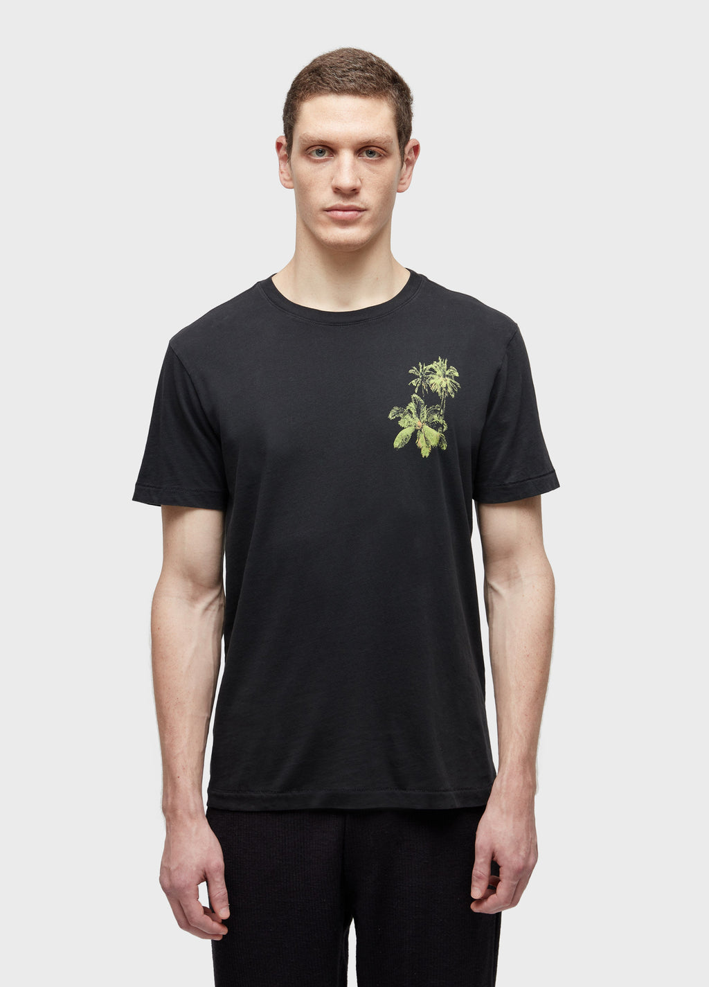 T-SHIRT SOFT USED PALM TREE BLACK SHORT SLEEVE