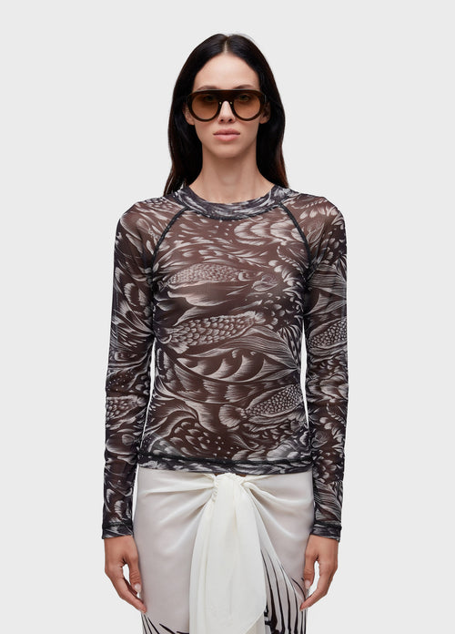 PIRARUCU TRACE TULLE LS BLOUSE