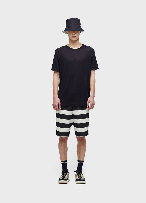 STRIPED FLEECE CASUAL SHORTS