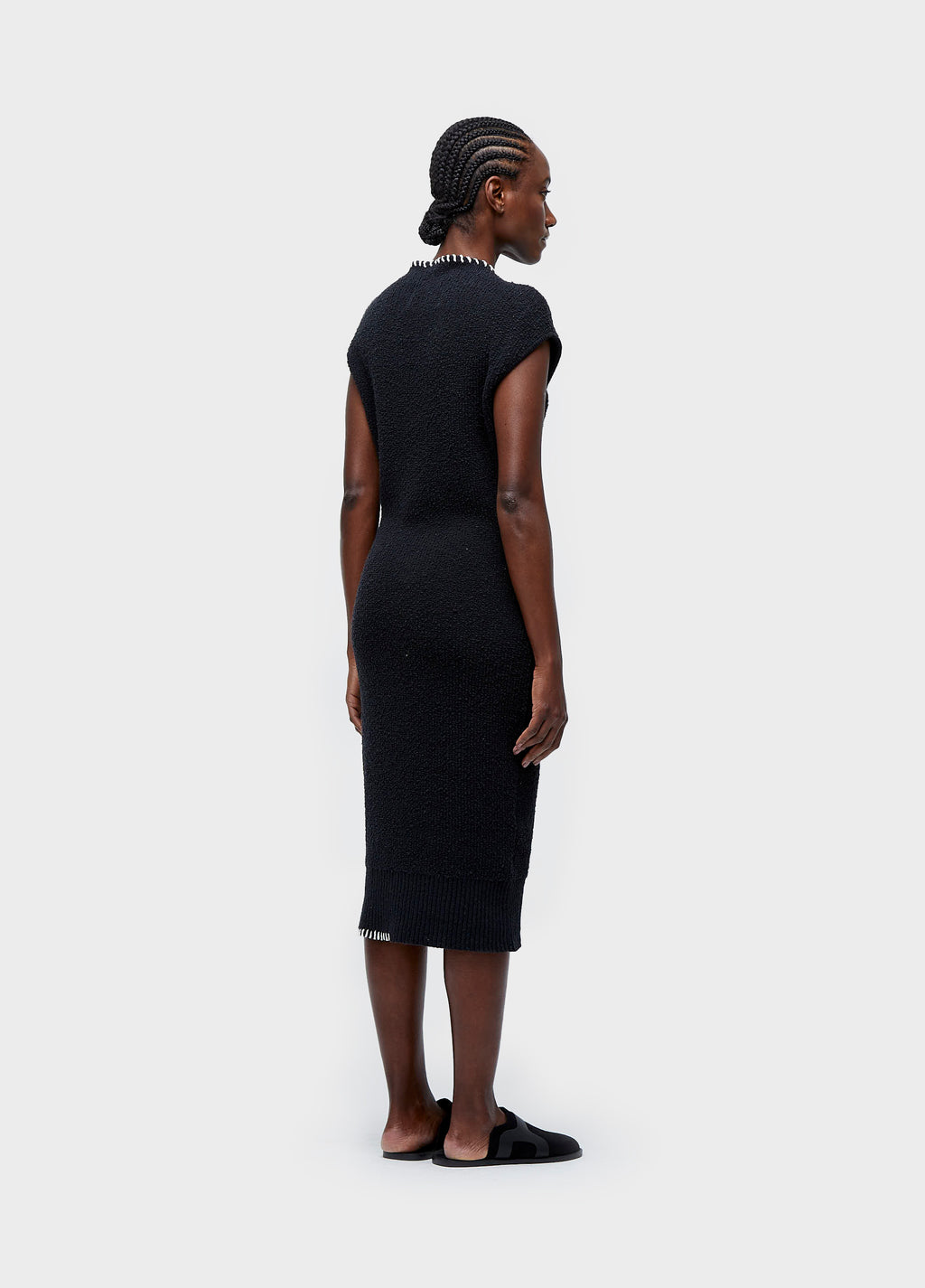 BOUCLÉ KNIT DRESS WITH TOPSTITCHING