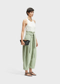 LINEN TOPSTITCH TROUSERS