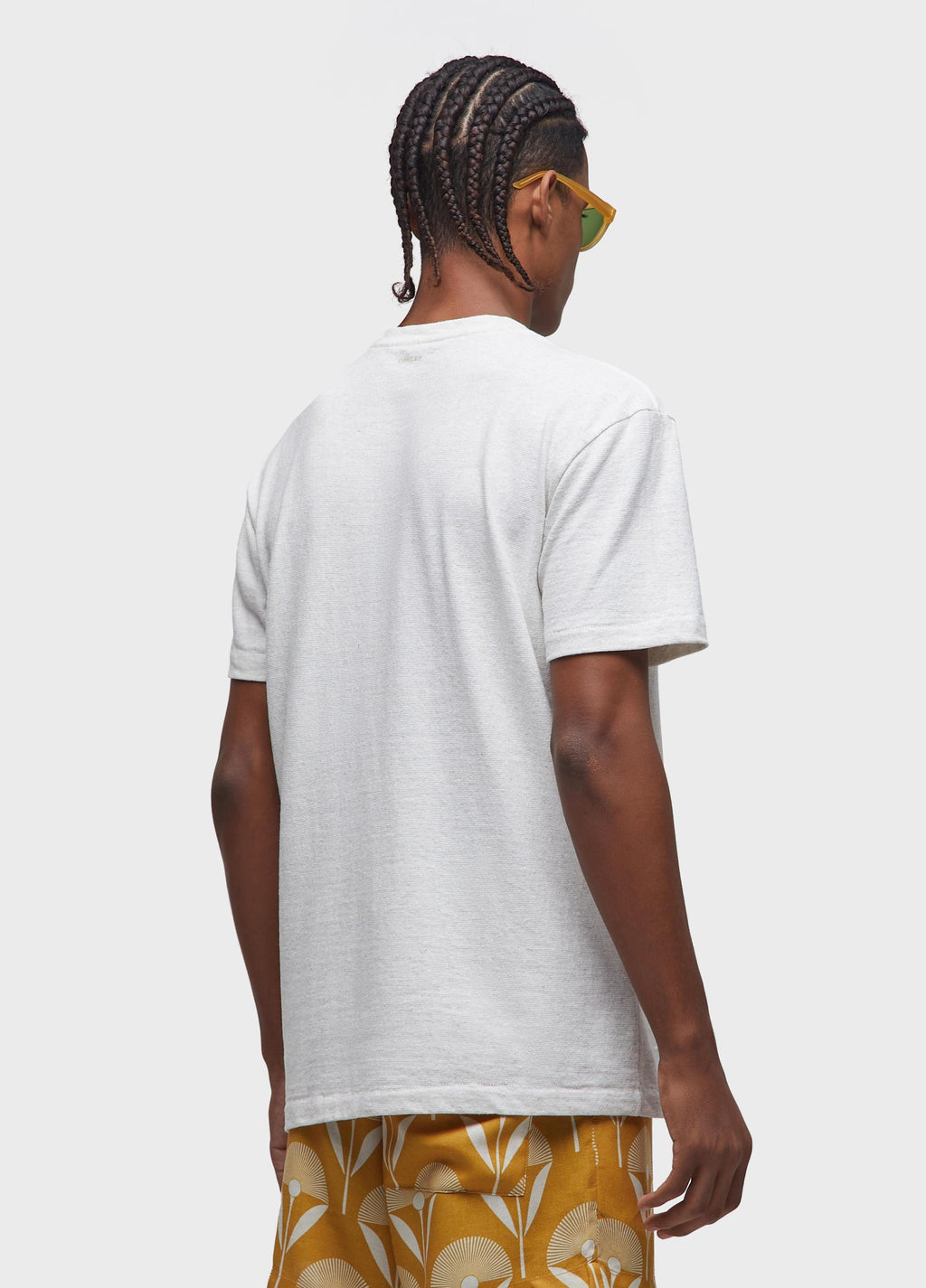 SHORT-SLEEVED JUTE T-SHIRT WITH PALM TREE POCKET