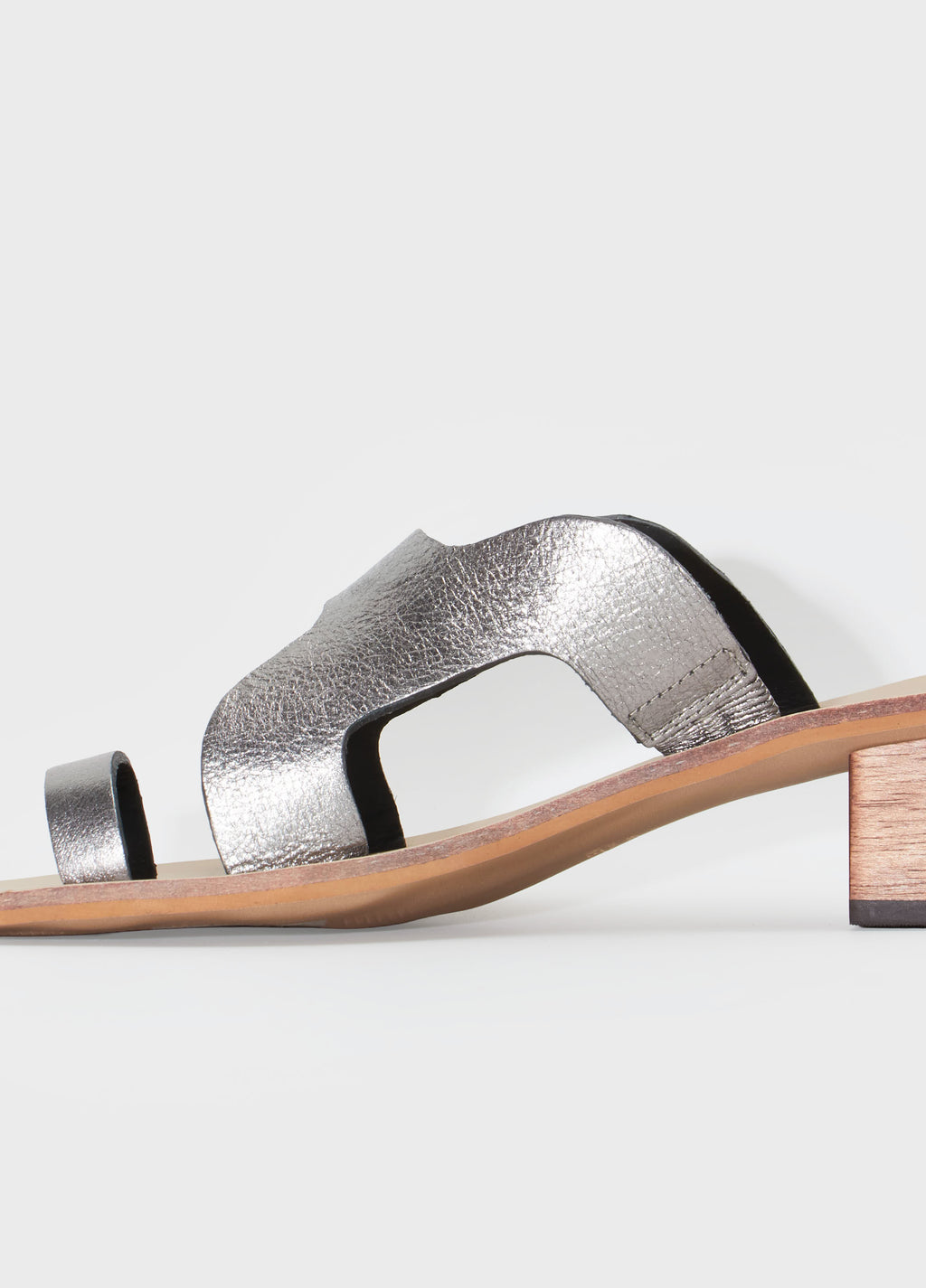 METALLIC BOARDWALK HEEL SANDAL