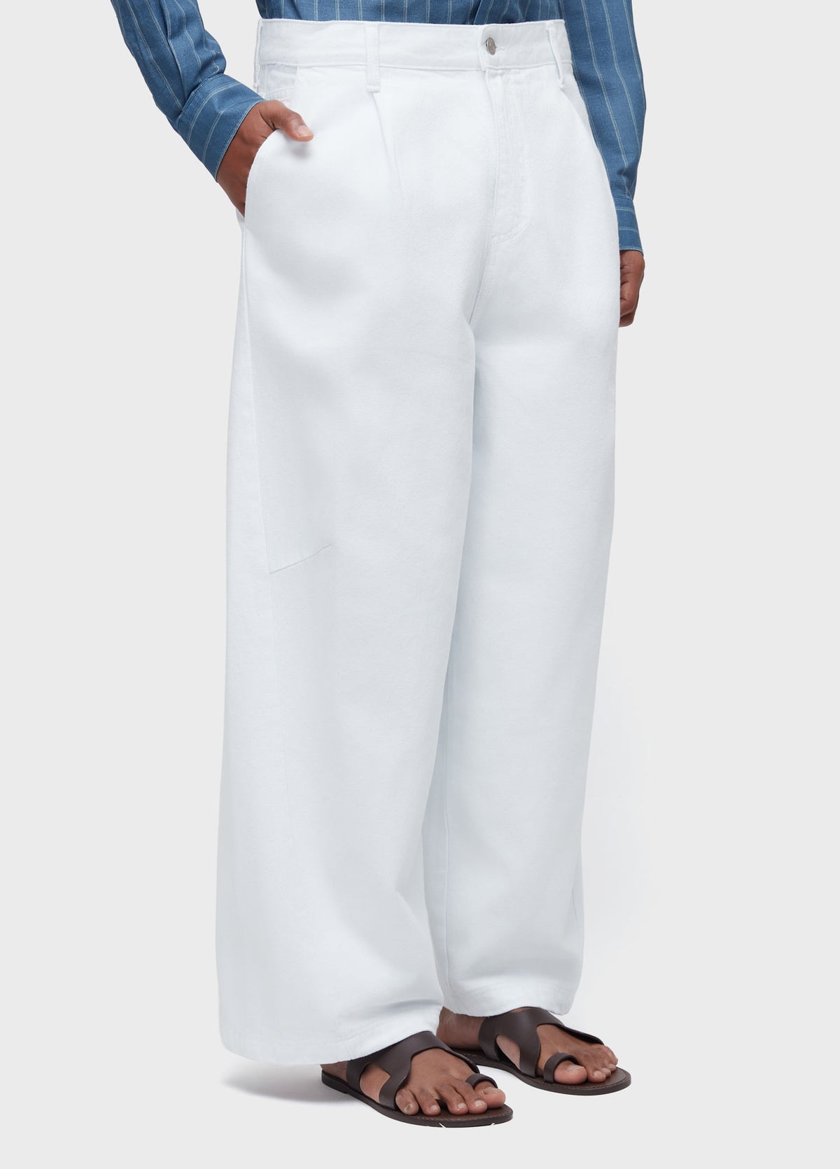 OVER WIDE TWILL WHITE PANTS