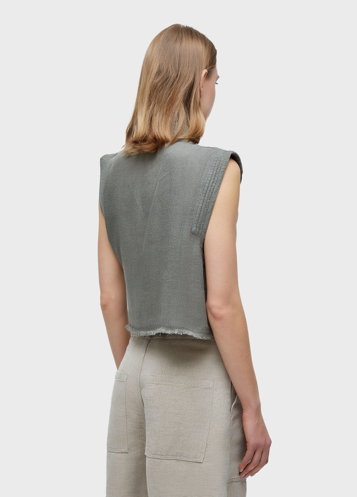 RECYCLED LINEN TIE-FRONT BLOUSE