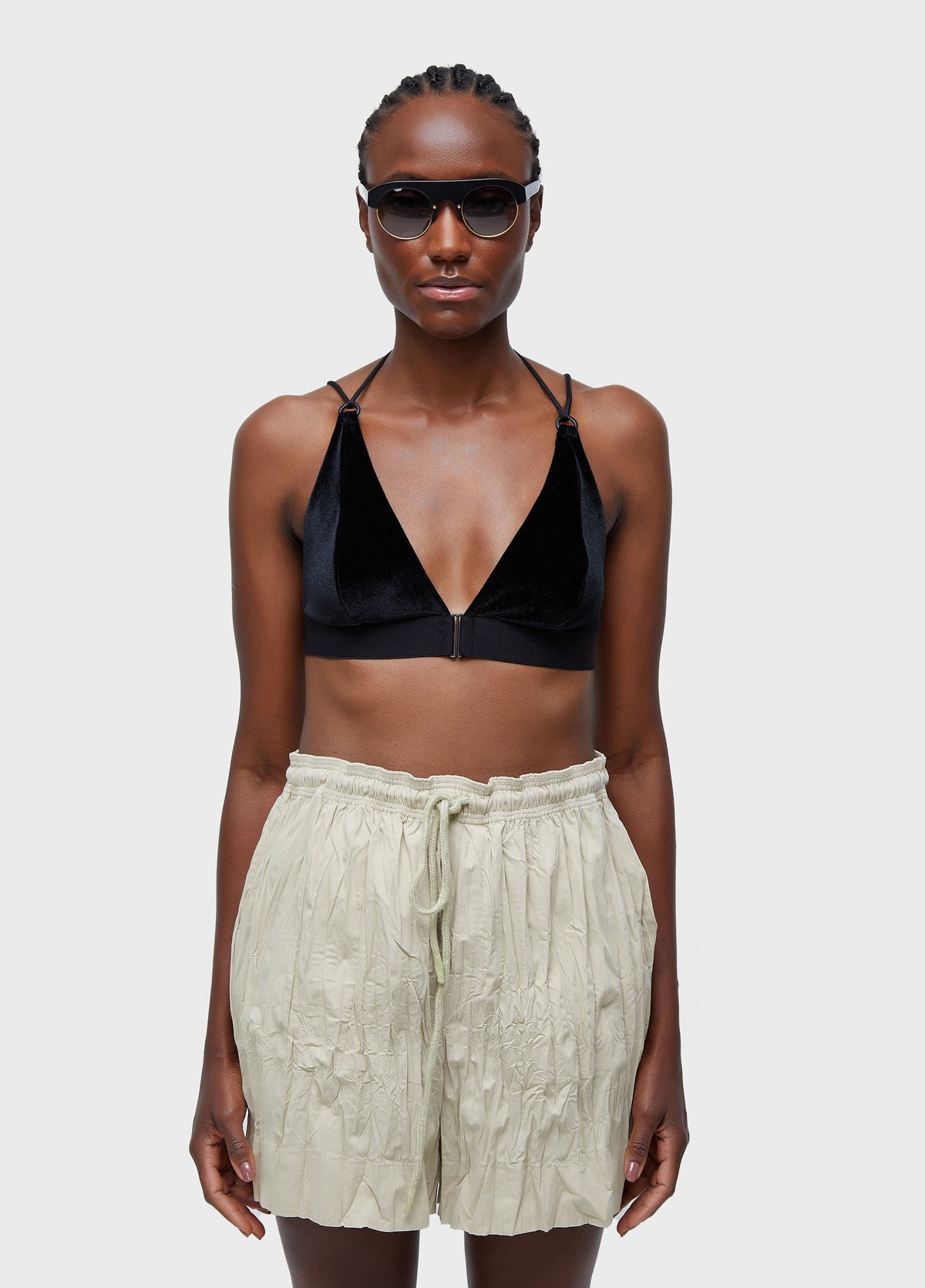VELVET CROP TOP WITH STRAPS