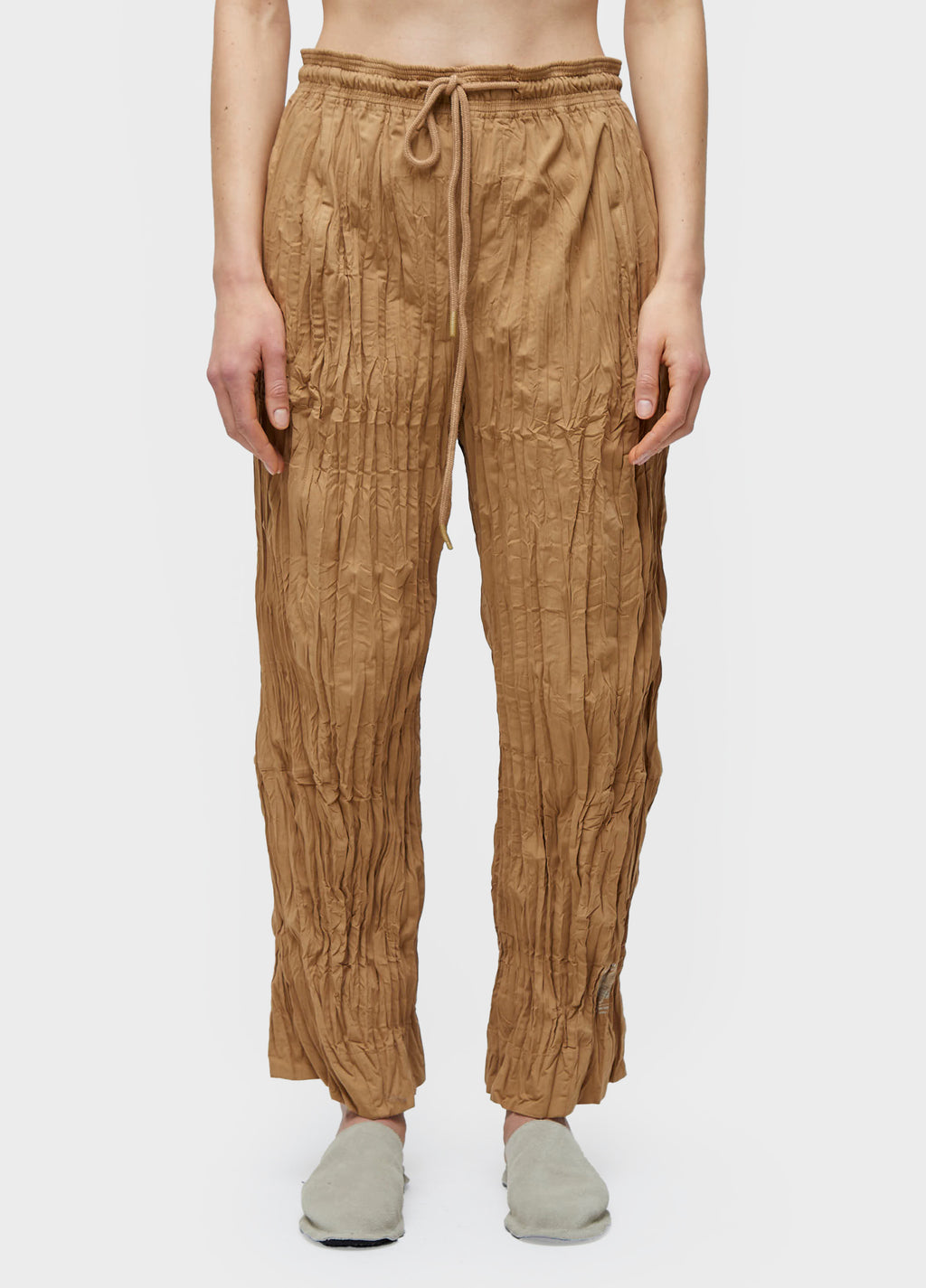 WRINKLED TRICOLINE CUTOUT TROUSERS