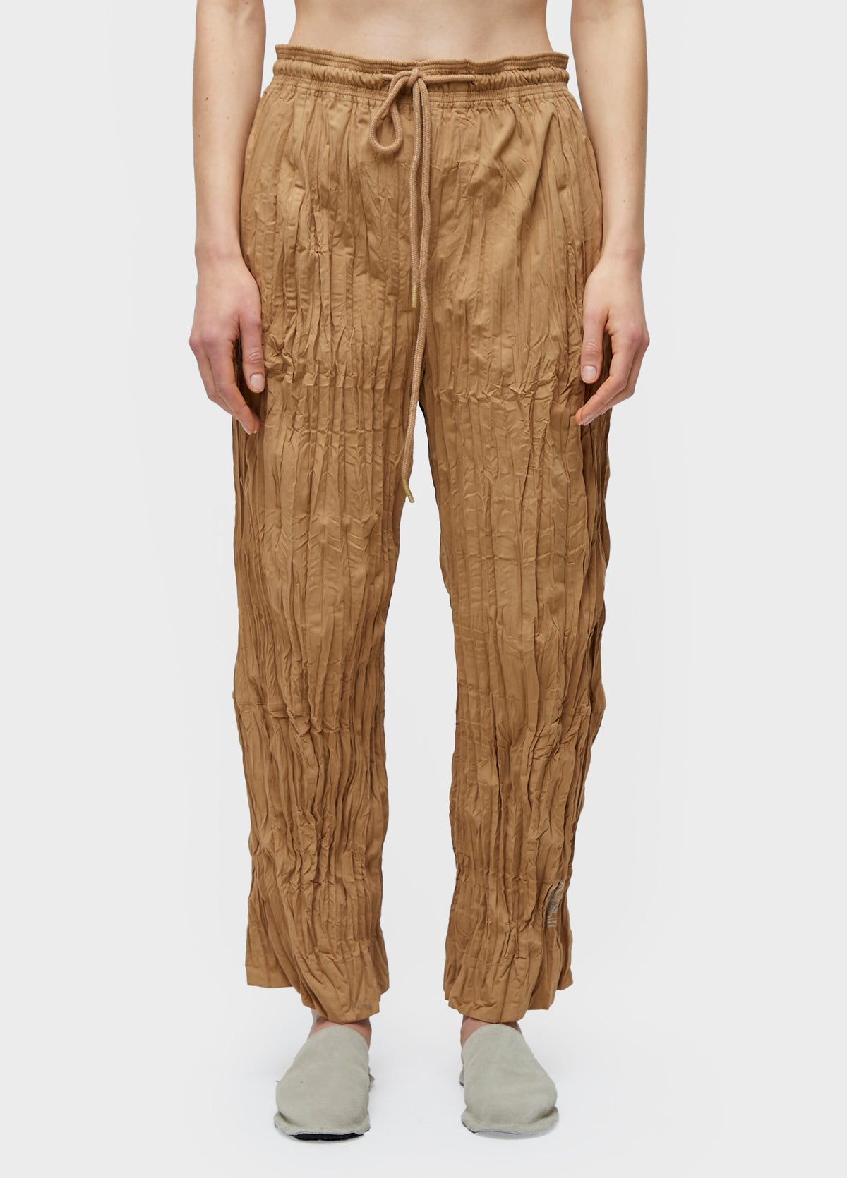 WRINKLED TRICOLINE CUTOUT TROUSERS