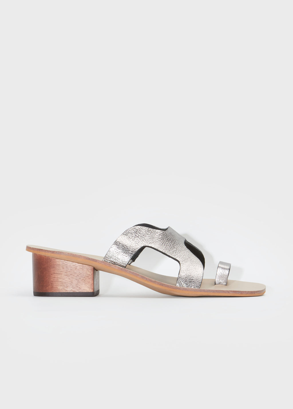 METALLIC BOARDWALK HEEL SANDAL