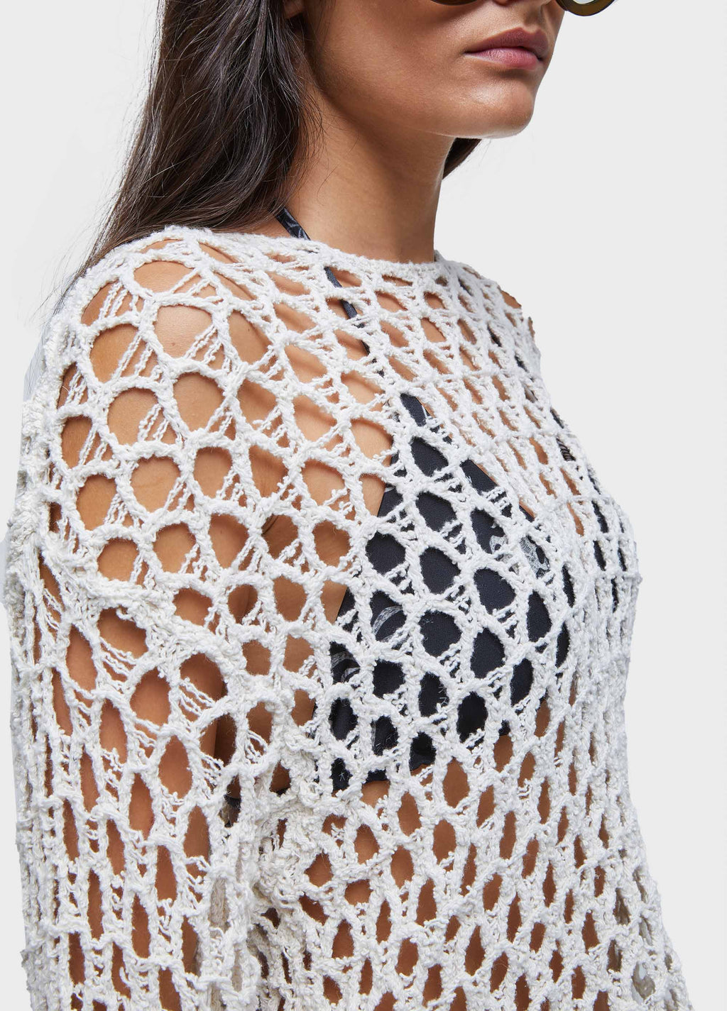 OPEN KNIT LONG SLEEVE BLOUSE