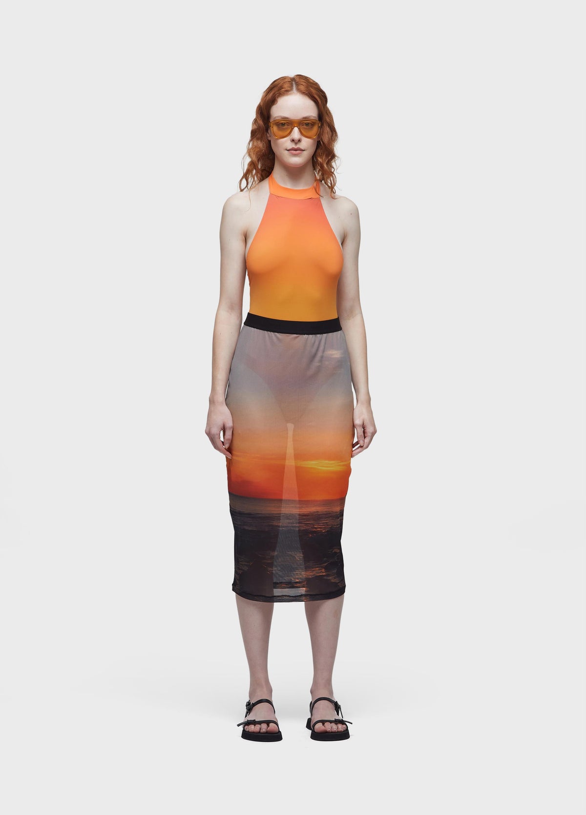 SUNSET HALTER ONE-PIECE SWIMSUIT