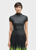 CRUNCH PLEATED COLLAR SHORT SLEEVE BLOUSE
