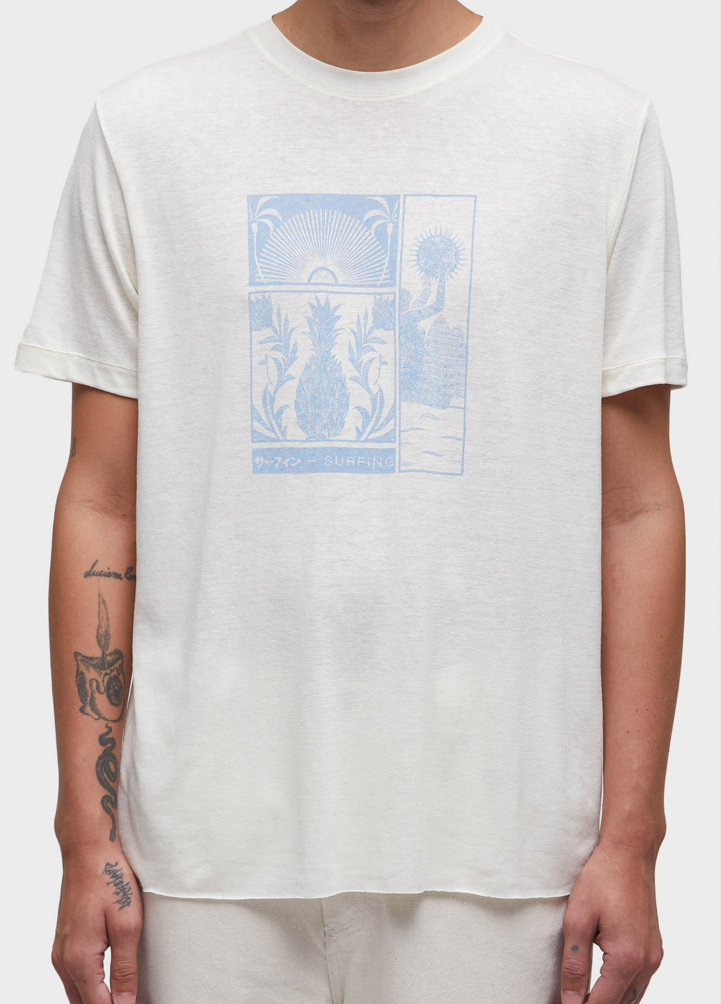 T-SHIRT LIGHTWEIGHT LINEN PRINT SHORT SLEEVE