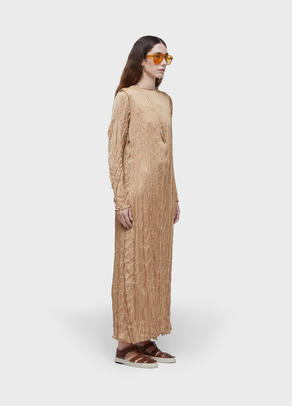 WRINKLED SATIN DOUBLE FACE DRESS