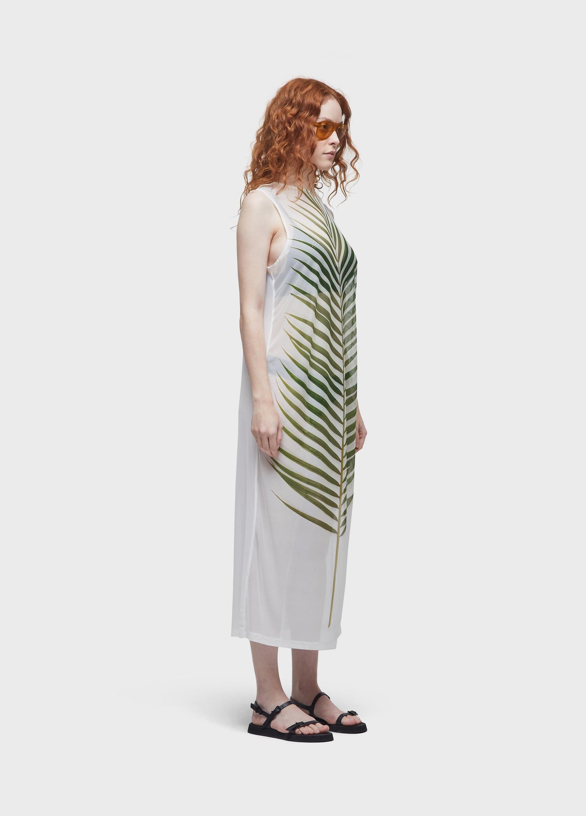 PALM TULLE SLEEVELESS DRESS
