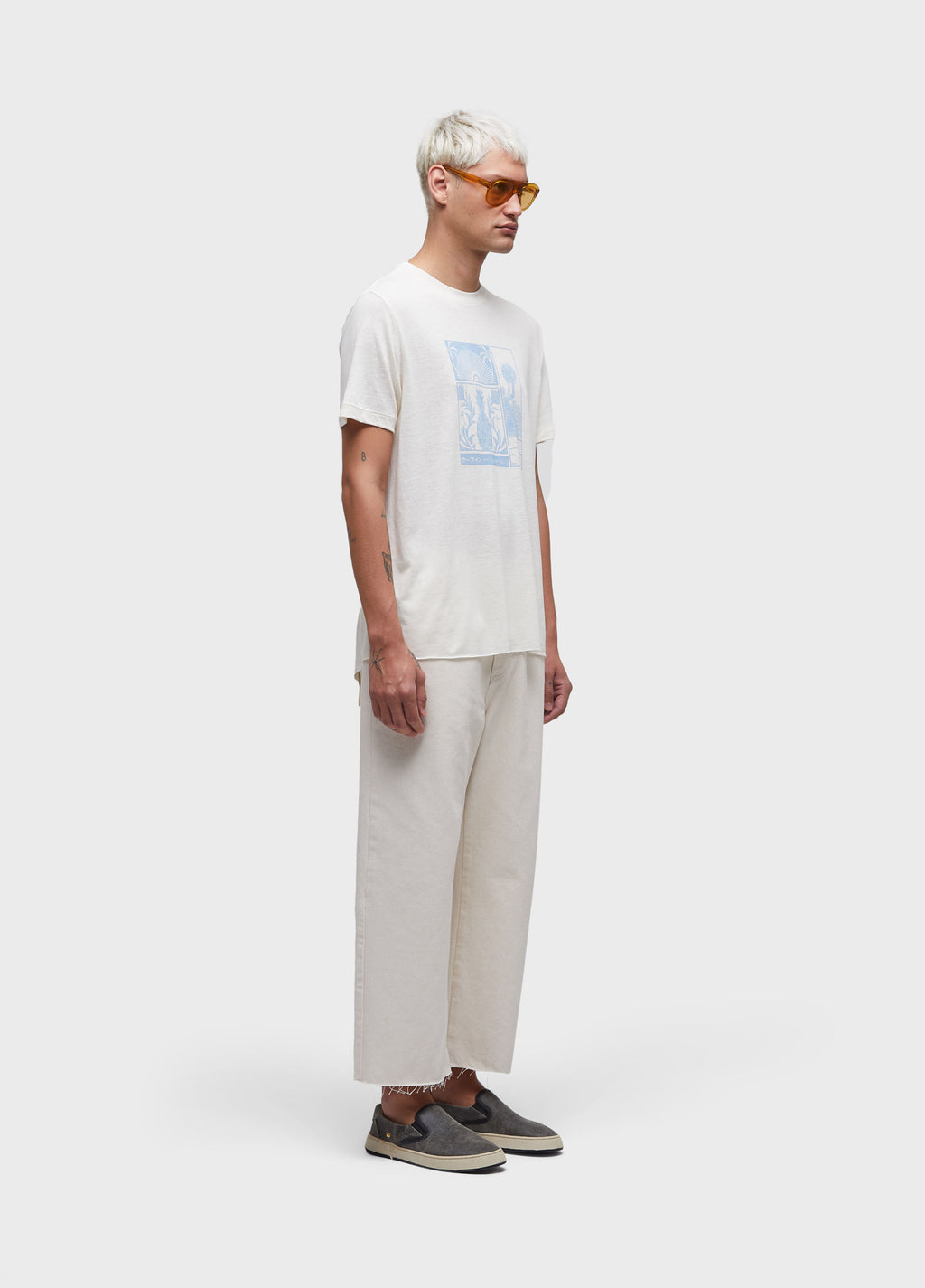 T-SHIRT LIGHTWEIGHT LINEN PRINT SHORT SLEEVE