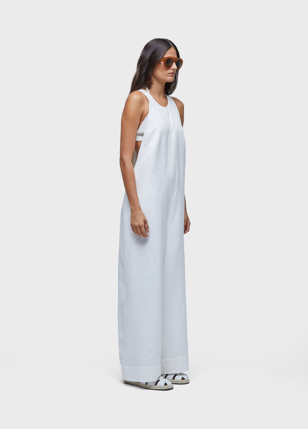 LINEN RACERBACK JUMPSUIT