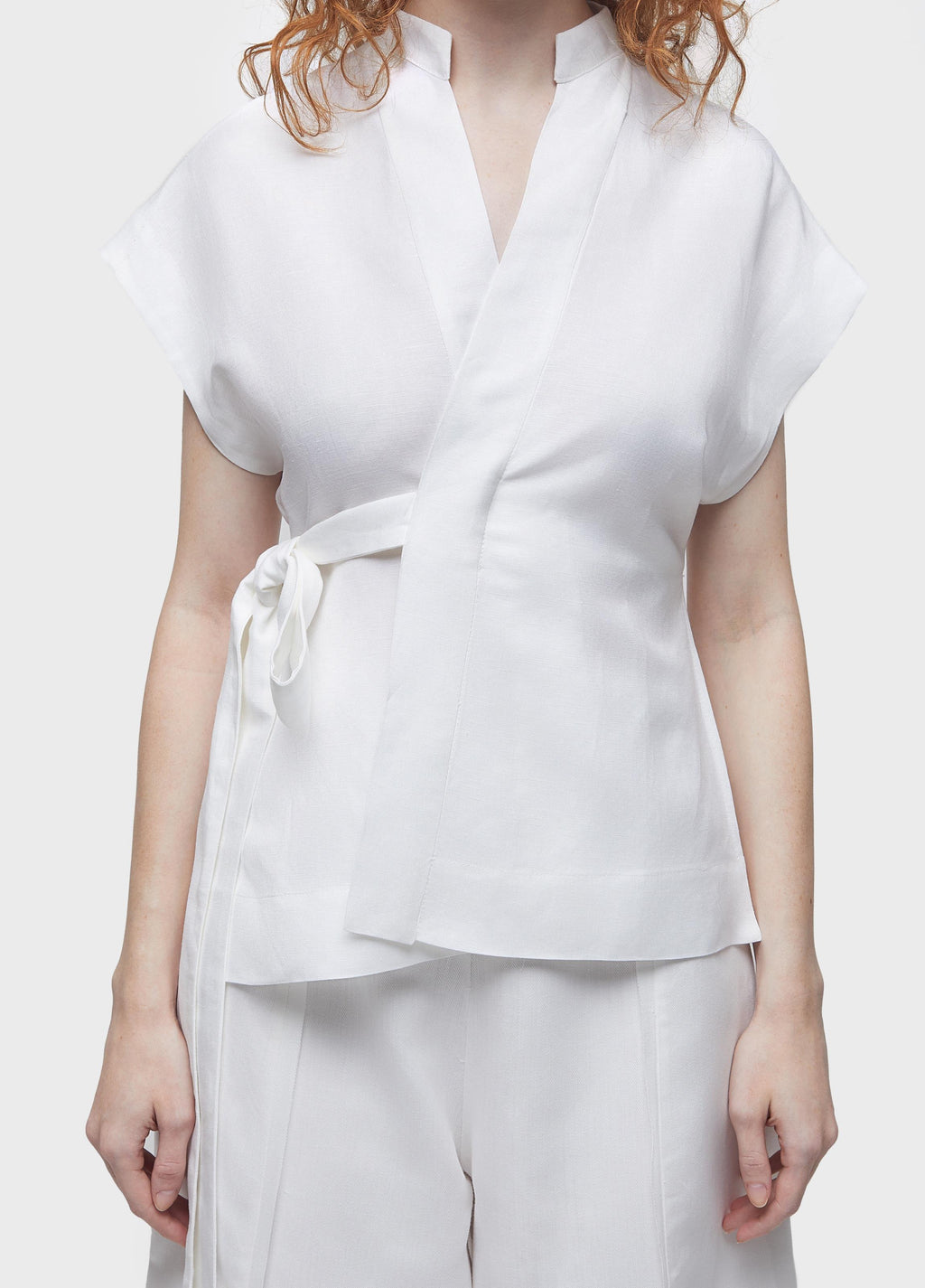 TIE-FRONT BLOUSE