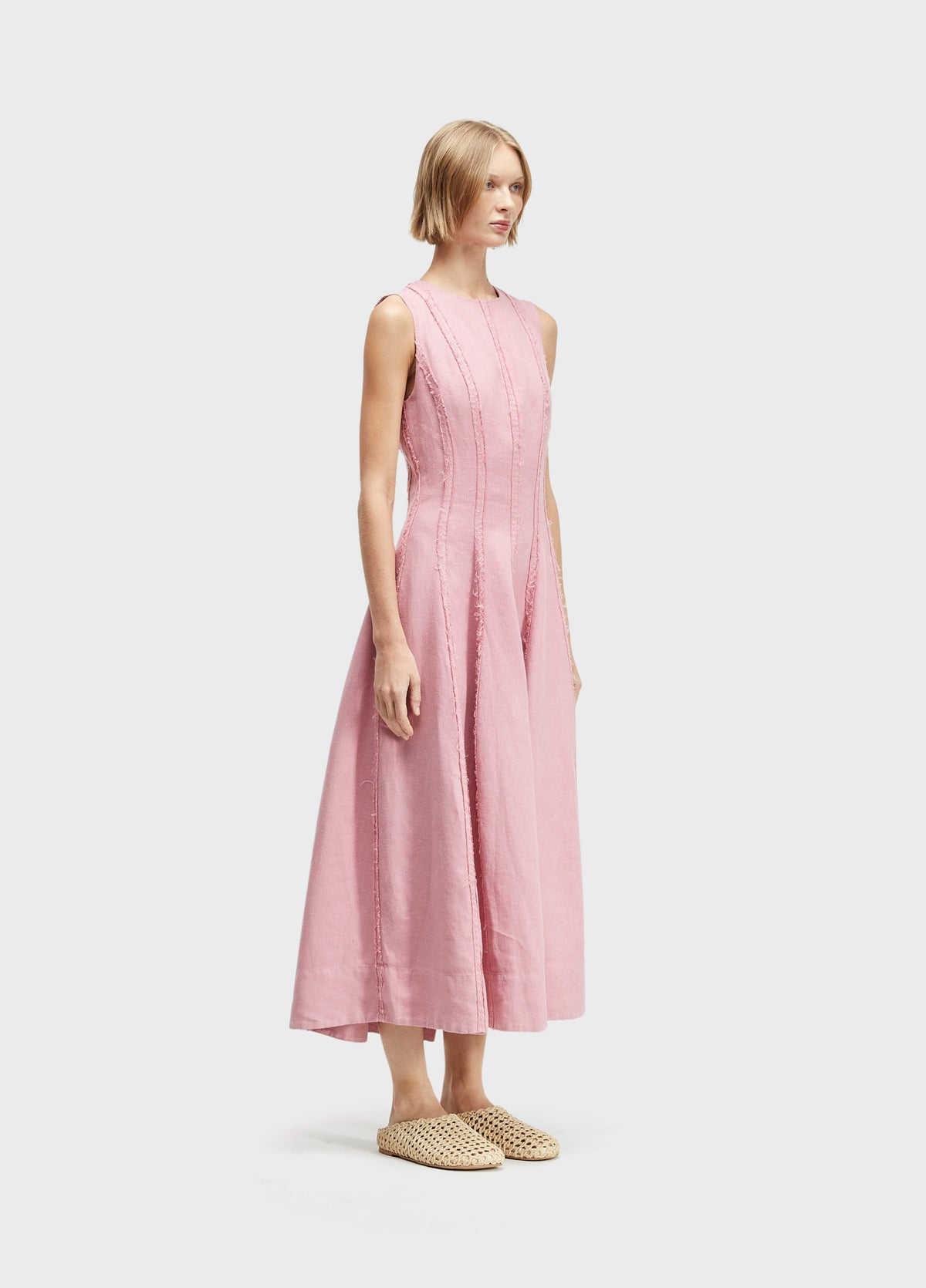 VESTIDO SLEEVELESS LINHO DESFIADO