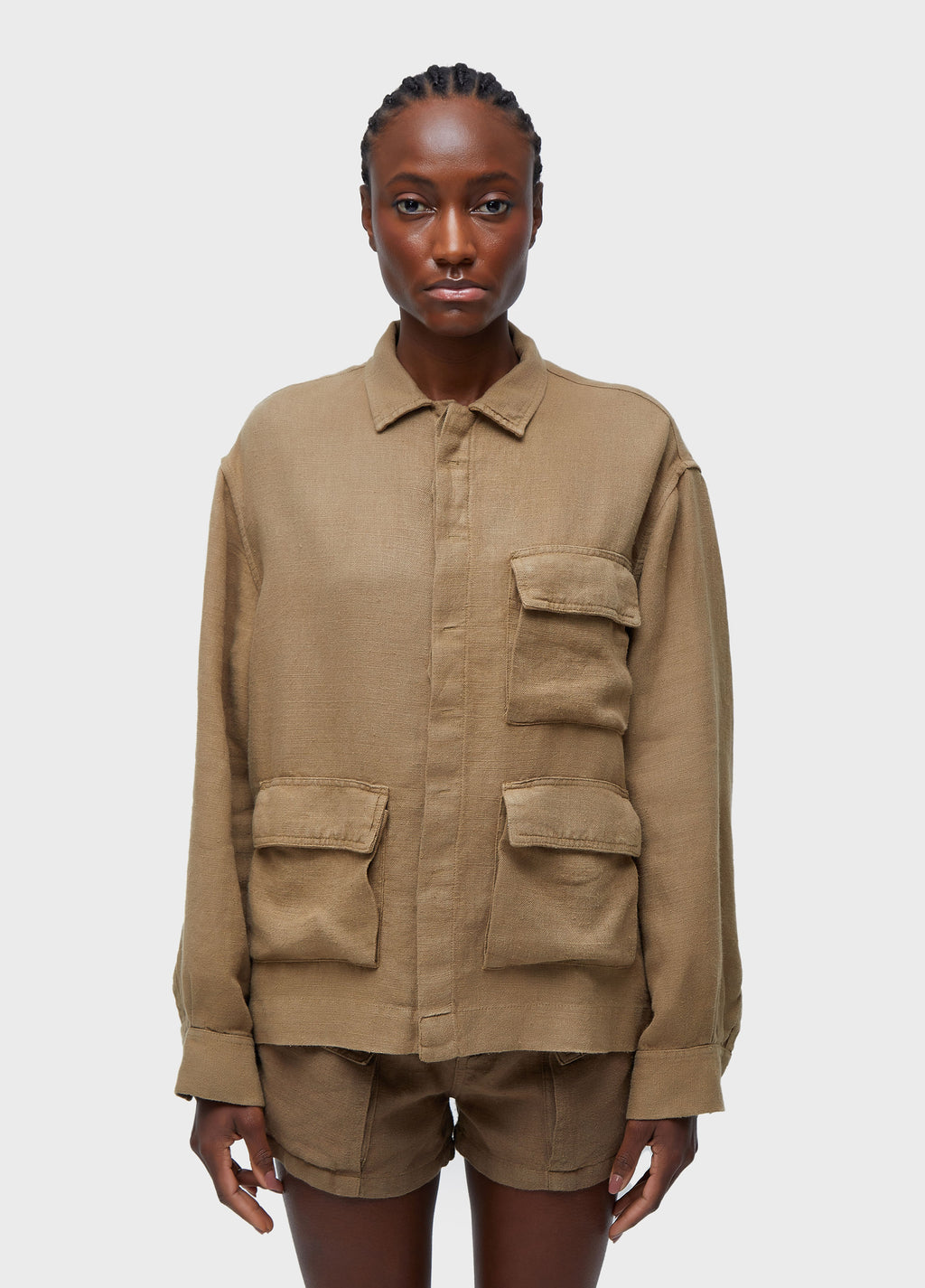 LINEN JACKET WITH CUT-OUT DETAIL