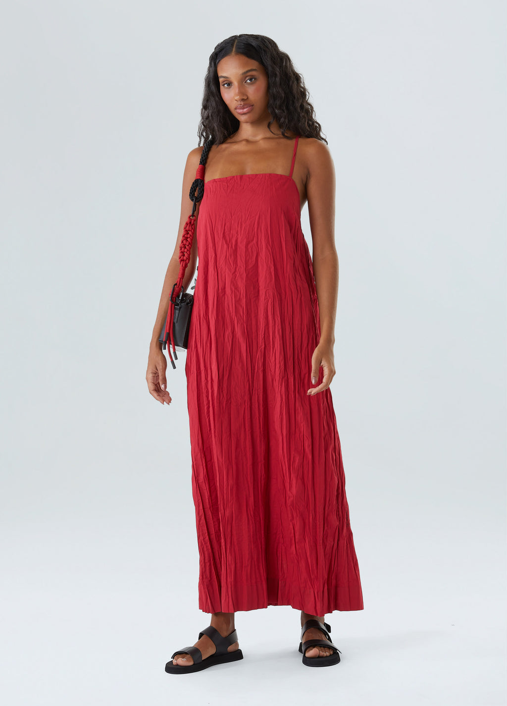 PLEATED MIDI DRESS
