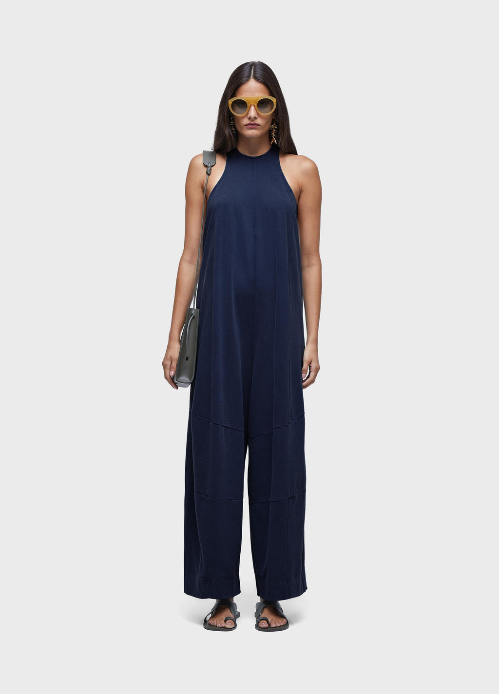 NAVY RACERBACK JUMPSUIT