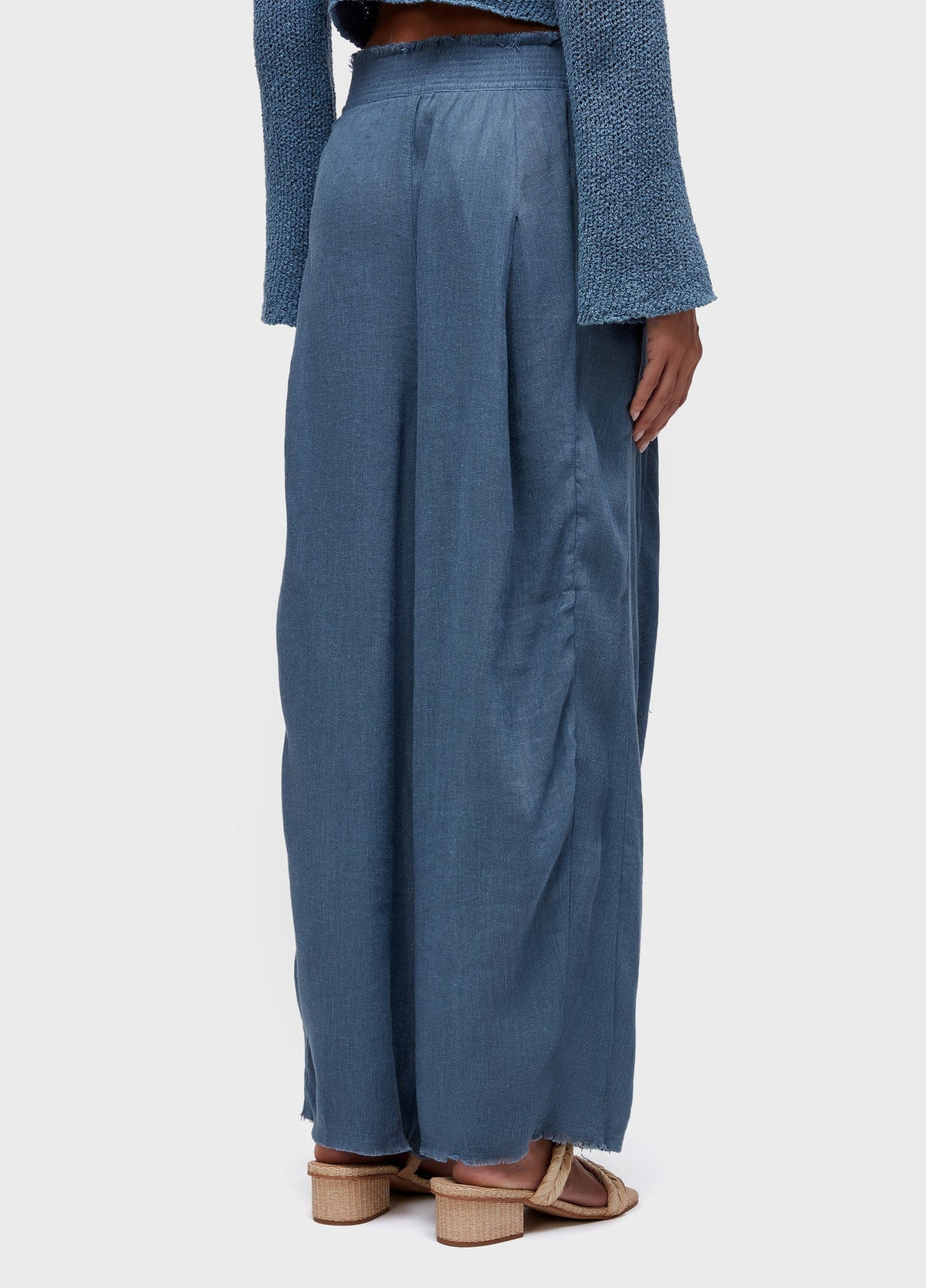 PLEATED RECYCLED LINEN TROUSERS