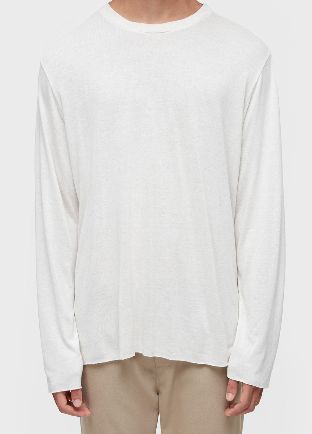 T-SHIRT WITH LINEN LOOK AND LONG SLEEVES