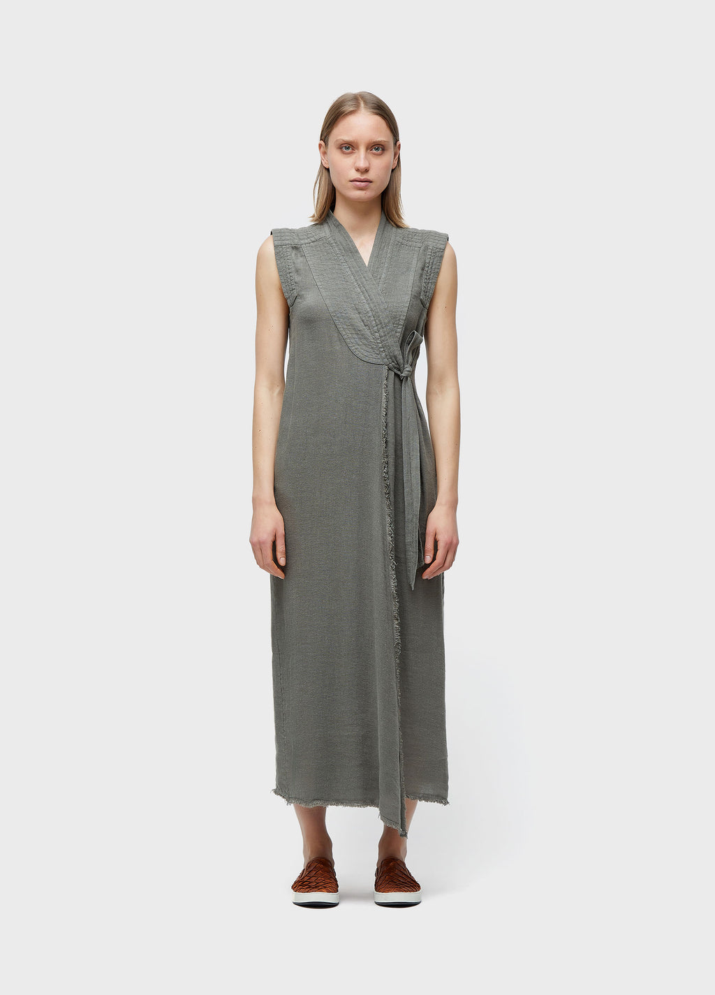 RECYCLED LINEN TIE DRESS