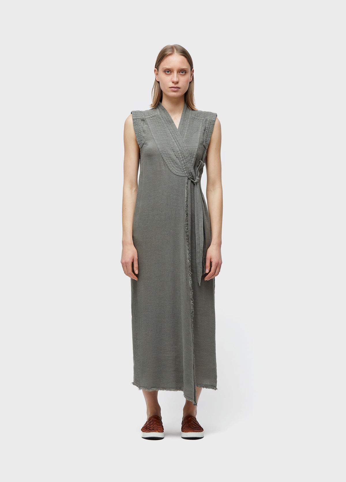 RECYCLED LINEN TIE DRESS