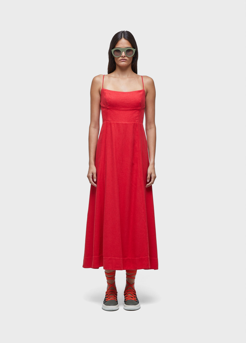 LINEN STRAP DRESS