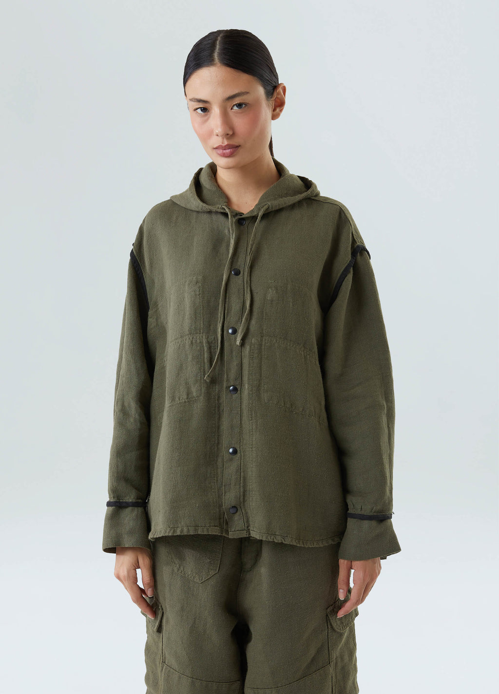 DOUBLE-FACED HOODED SHIRT