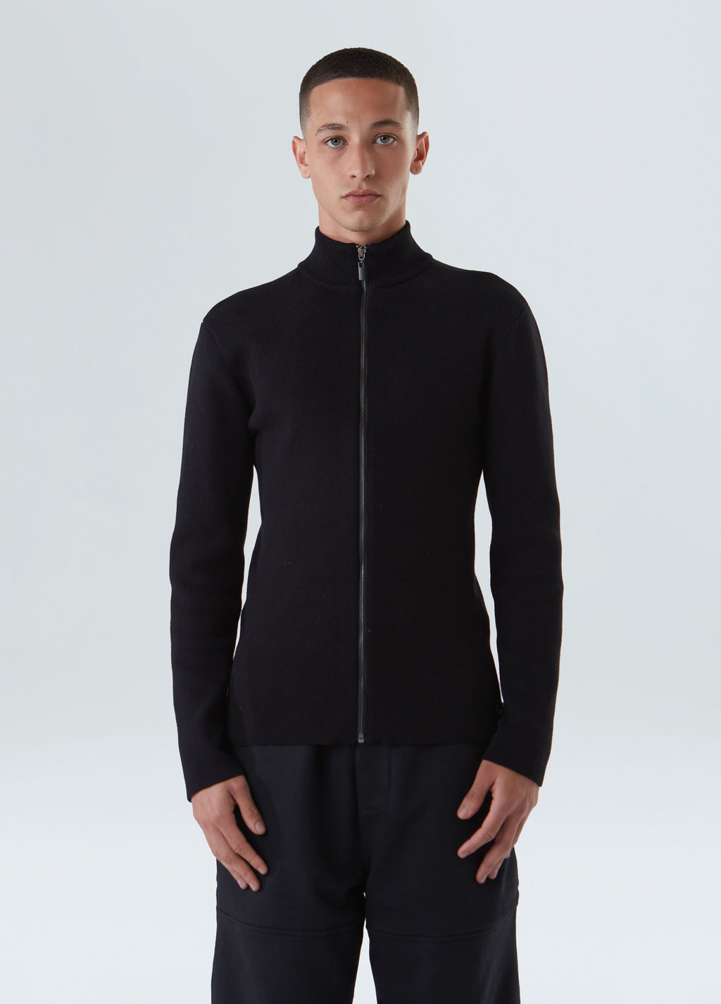 COTTON KNITTED ZIPPED SWEATER