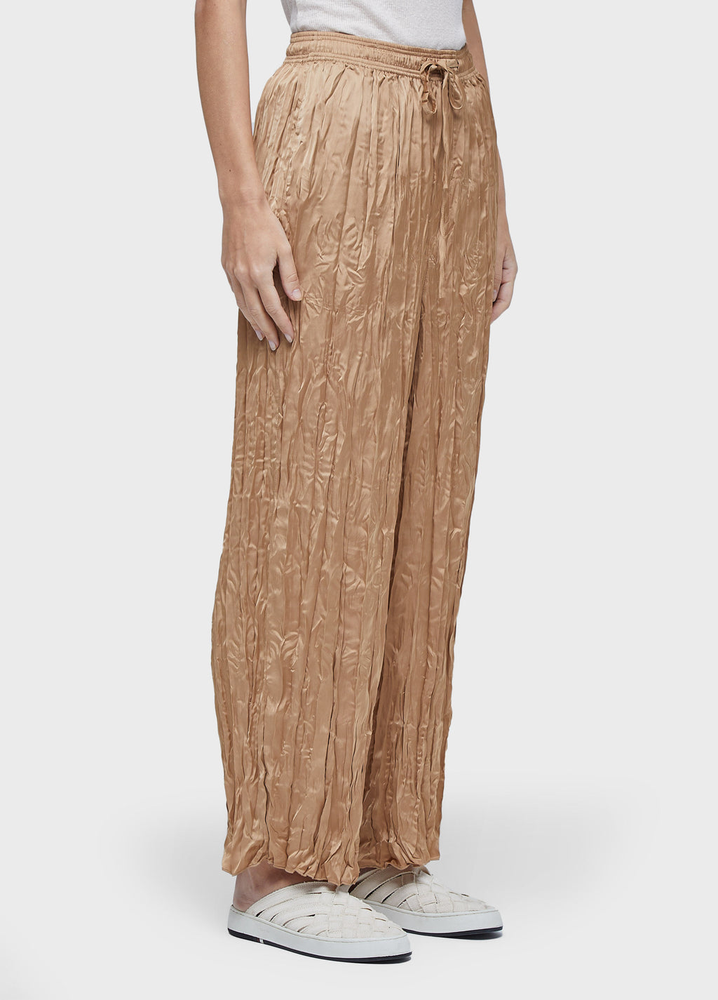 SATIN TRICOLINE STRAIGHT-LEG PANTS