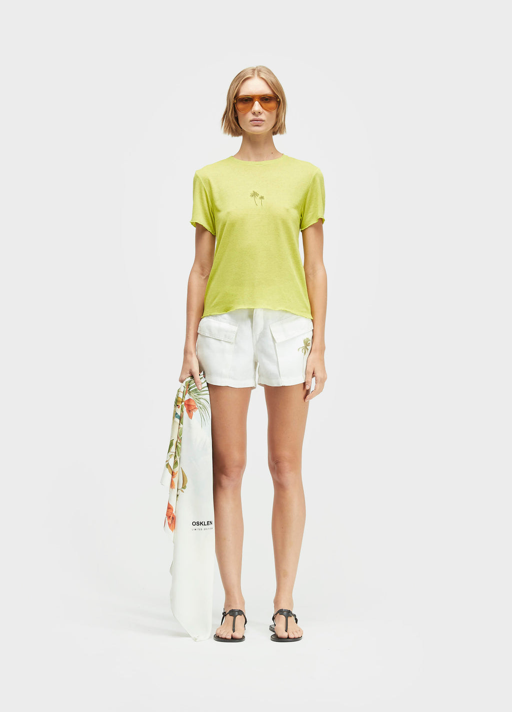 Short Linen RJ Color Off-White/Verde – Osklen – foto 1