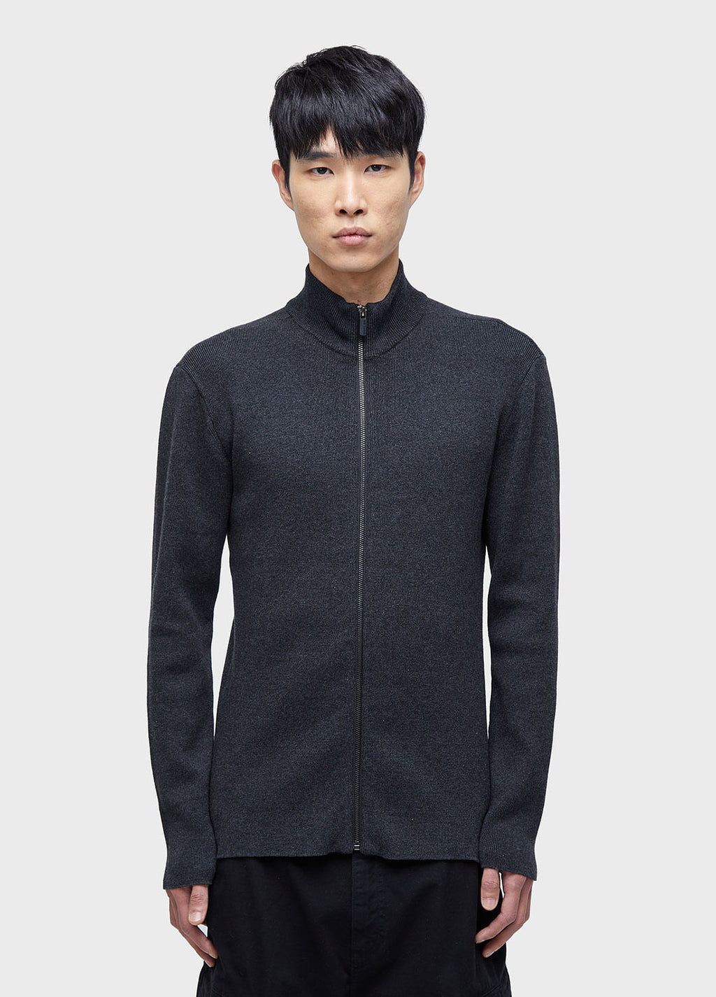ZIPPED KNITTED COTTON SWEATER