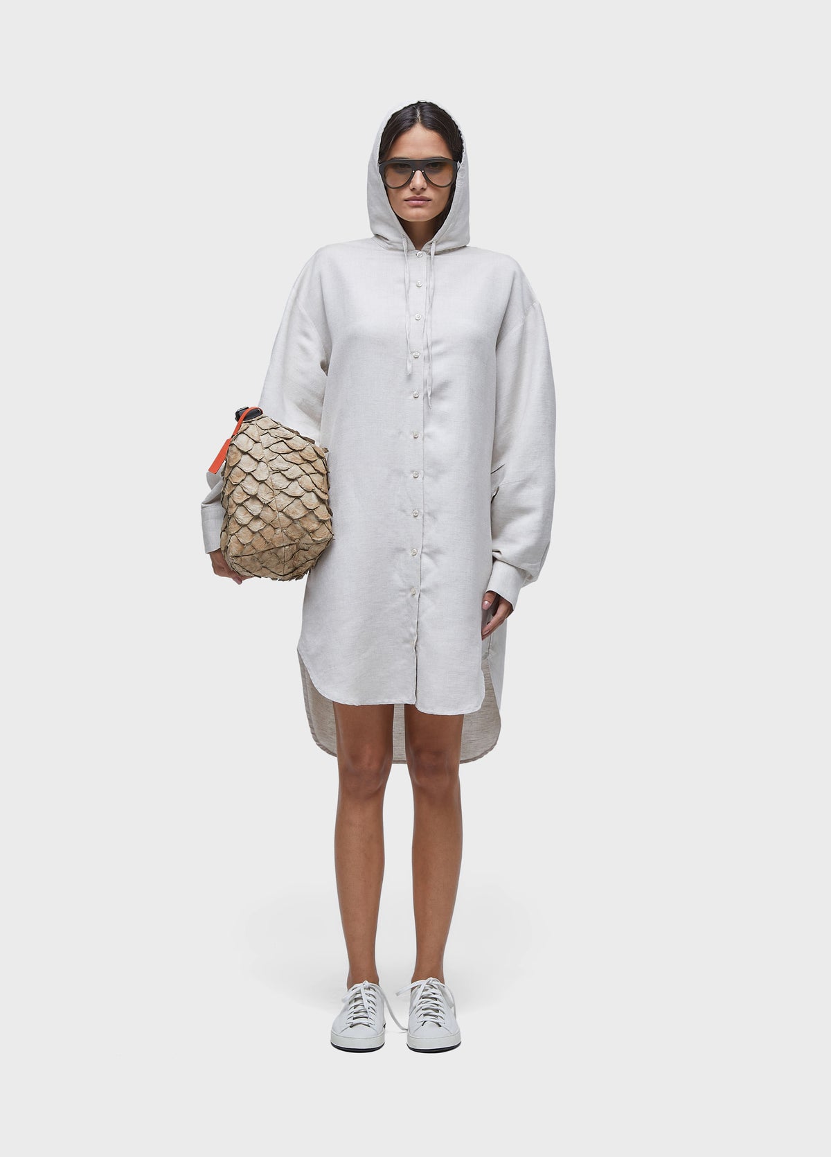 SHORT HOODED LINEN SHIRT