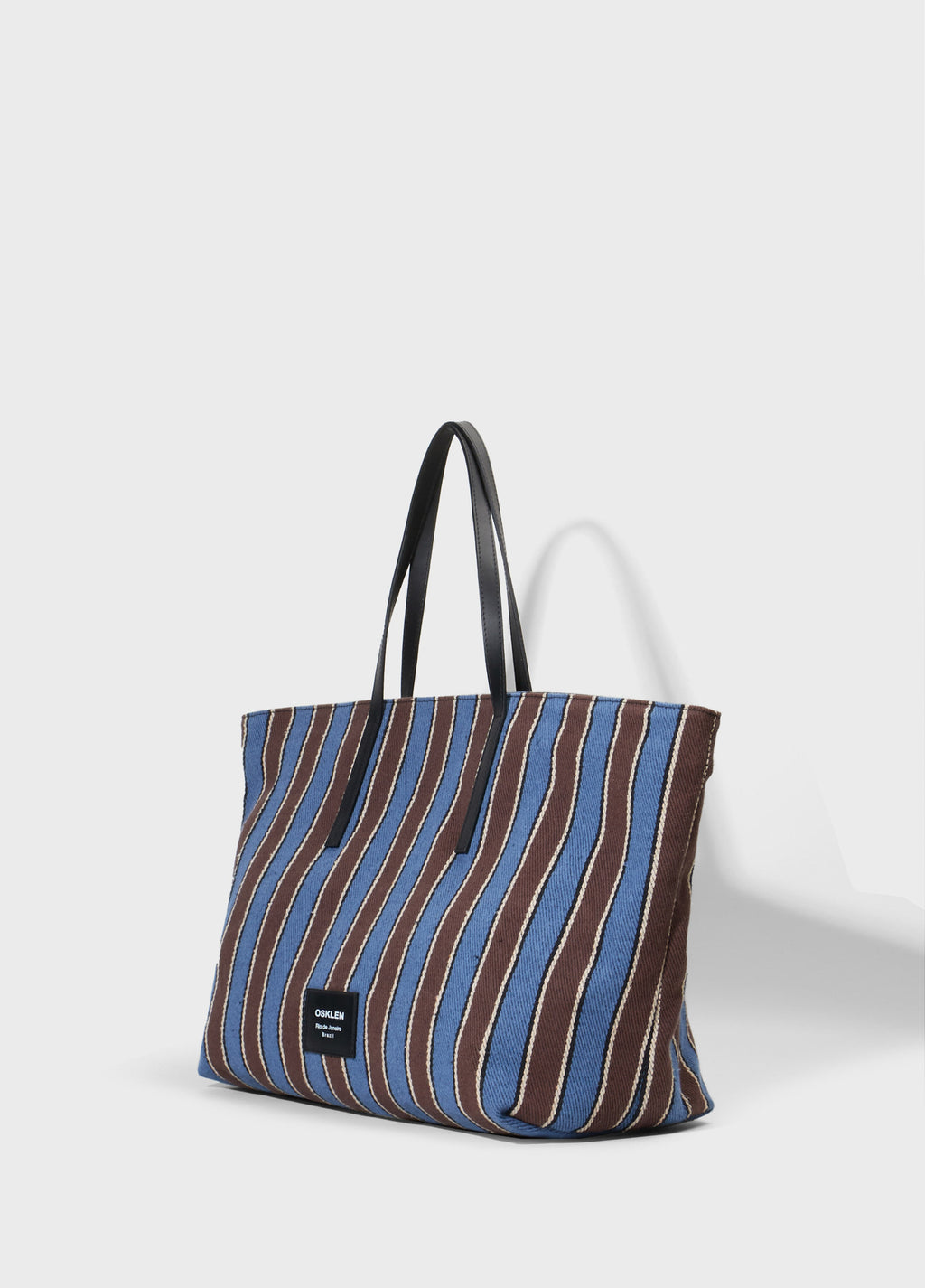 Bolsa Ivy Lona Listras Azul Marrom – Osklen – foto 4