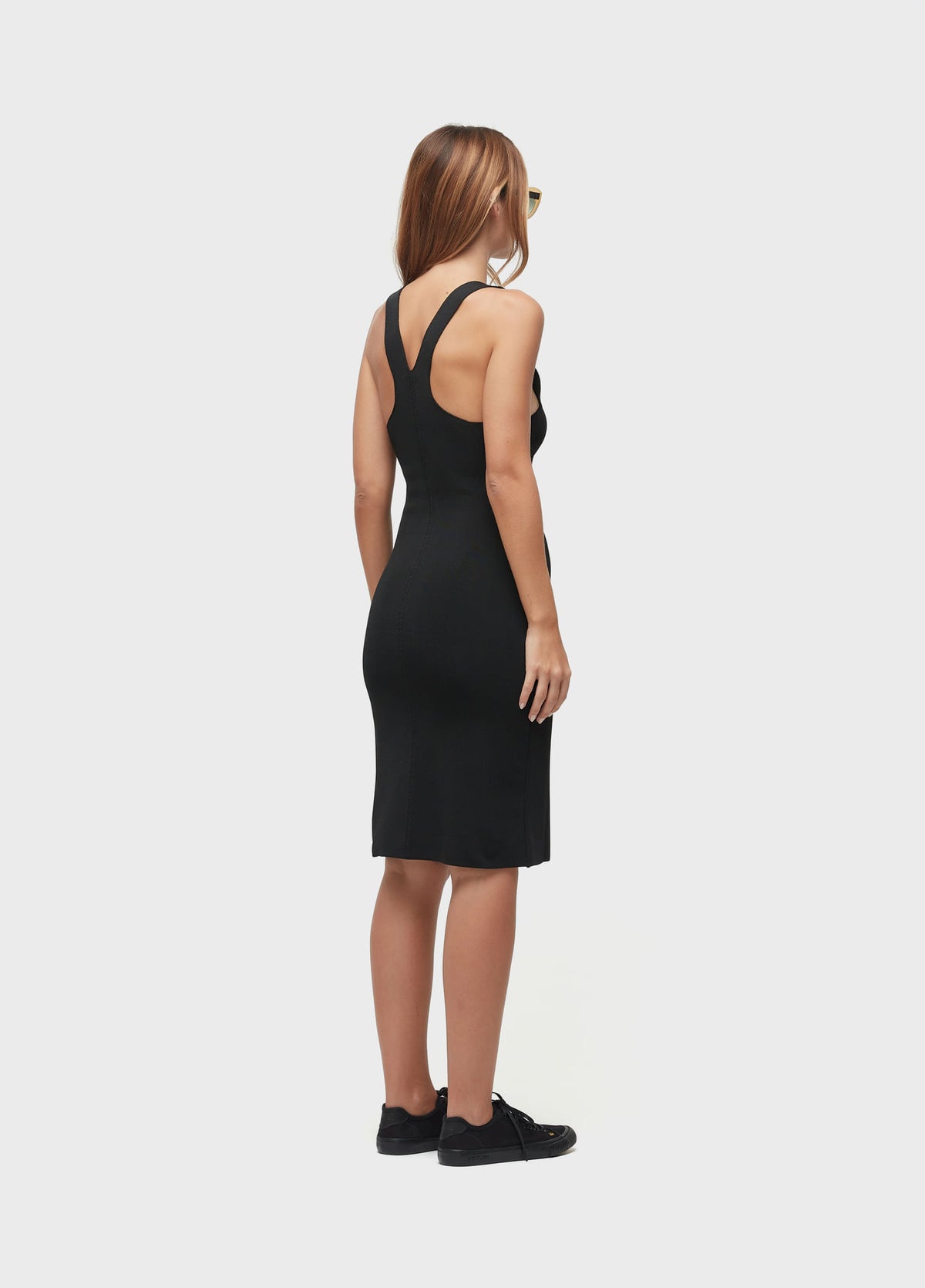 RAYON RACERBACK DRESS WITH OVERLAY