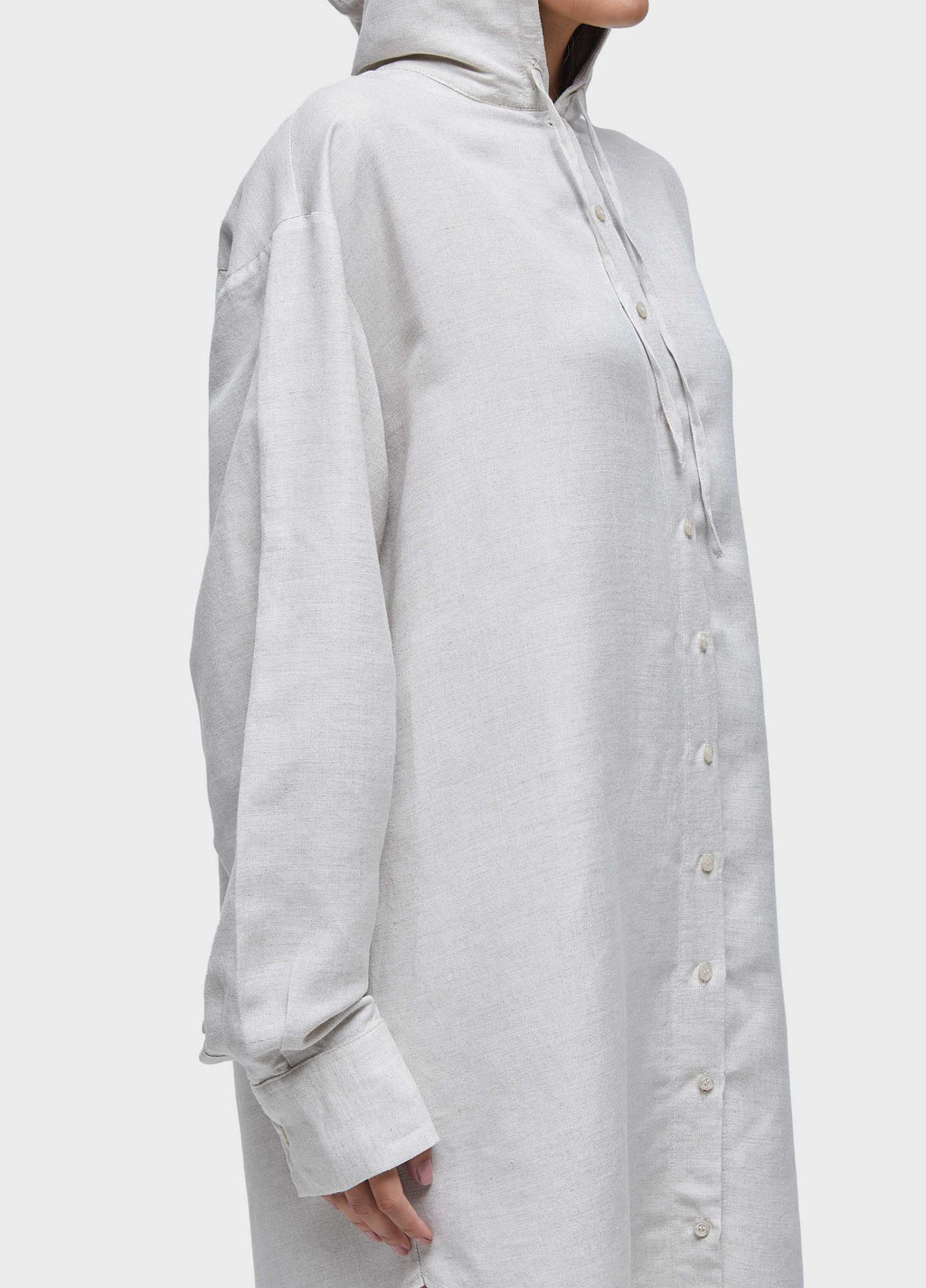 SHORT HOODED LINEN SHIRT
