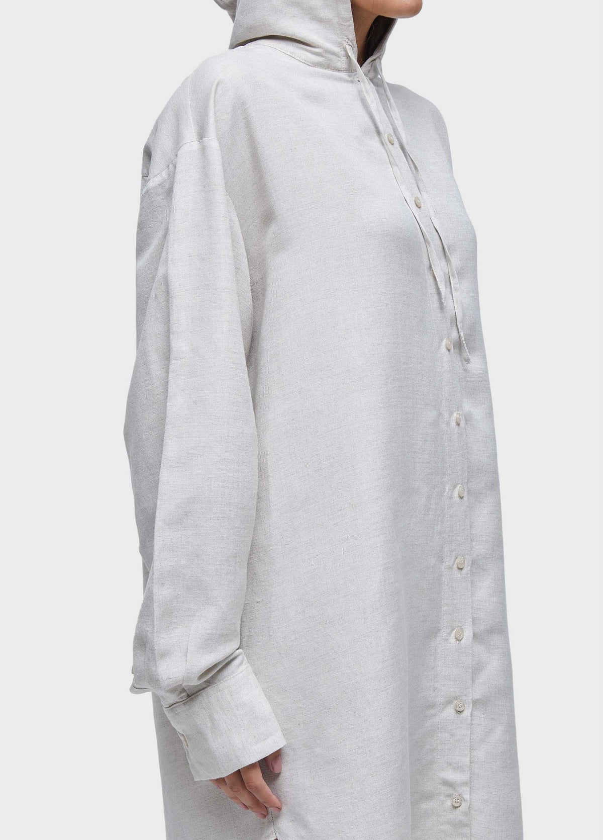 SHORT HOODED LINEN SHIRT