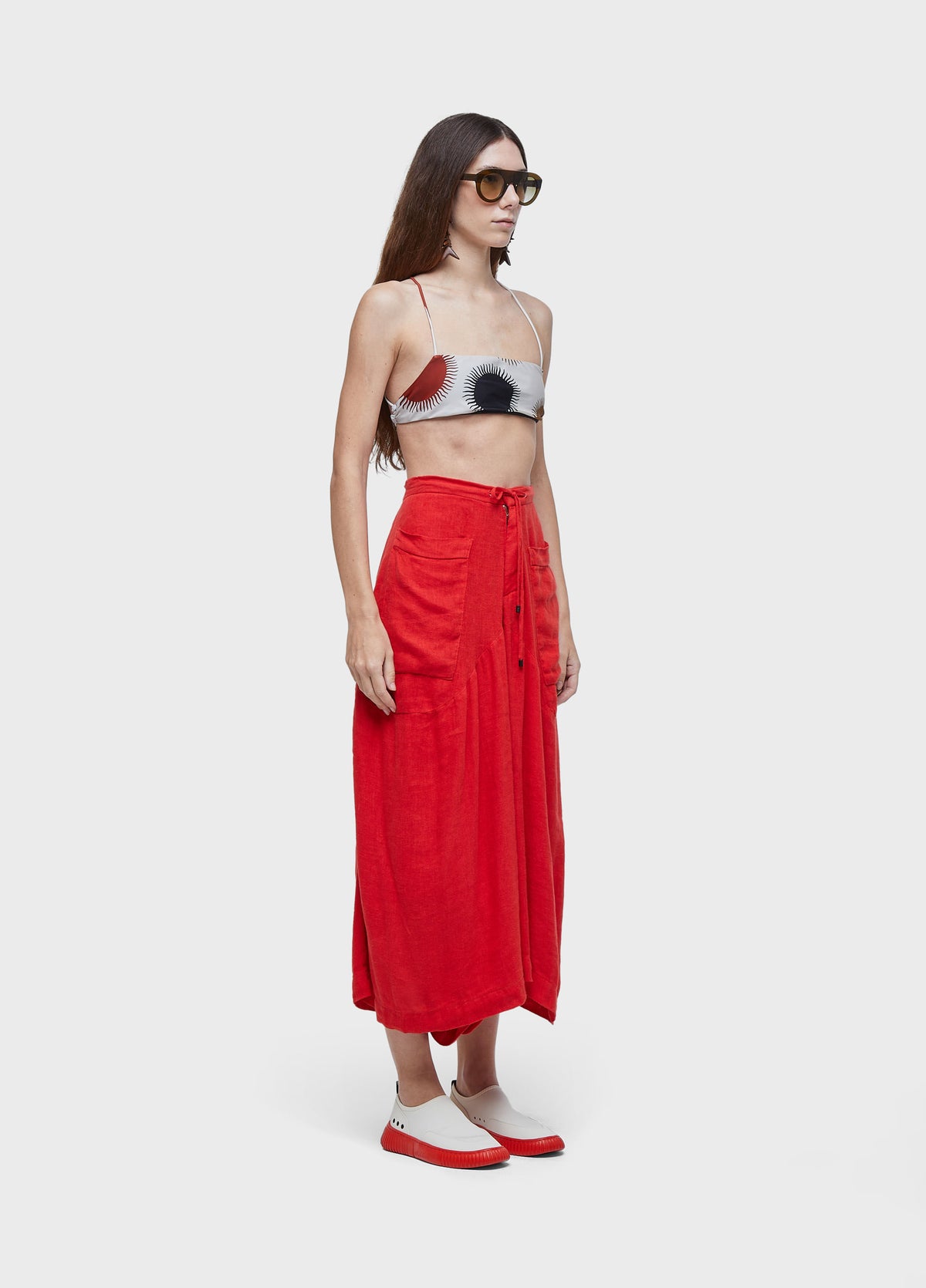 WIDE LEG RECYCLED LINEN TROUSERS