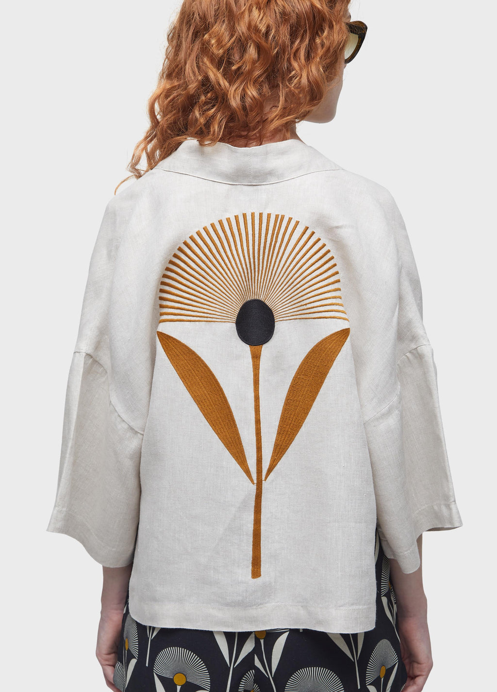 EMBROIDERED SUNFLOWER KIMONO