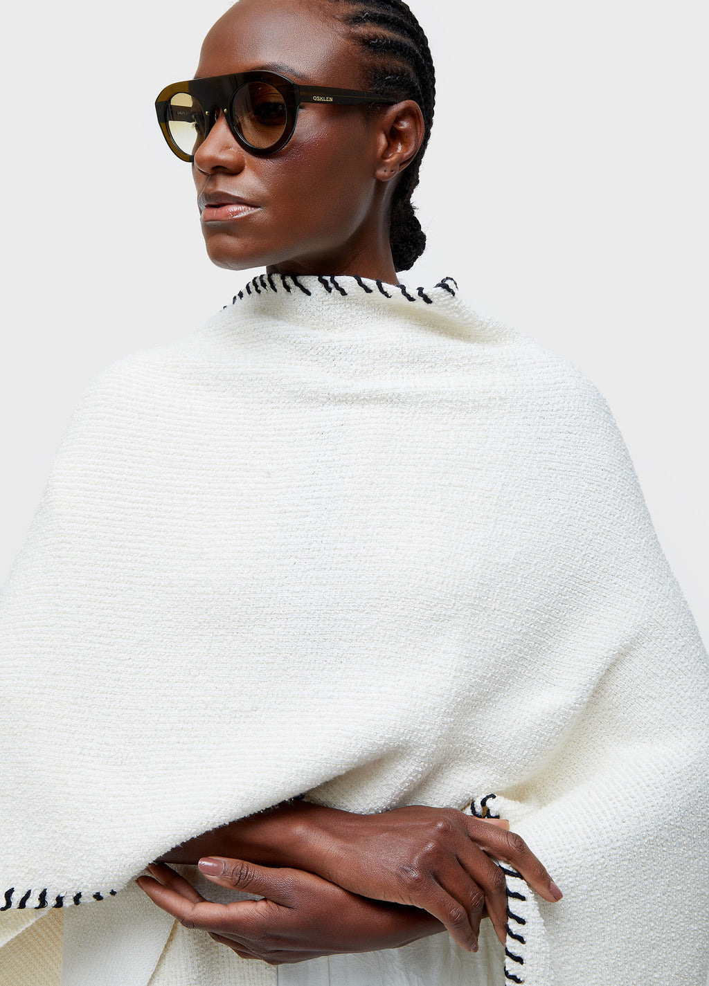 BOUCLÉ KNIT OVERLAY TOPSTITCHING