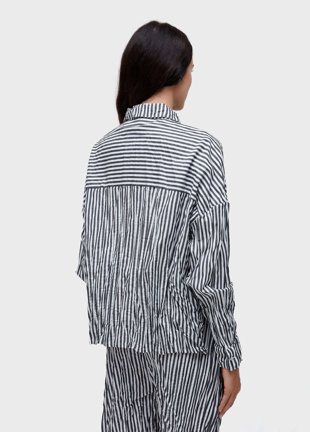 Camisa ML Wrinkled Tricoline Fio Tinto Off-White/Preto – Osklen – foto 4